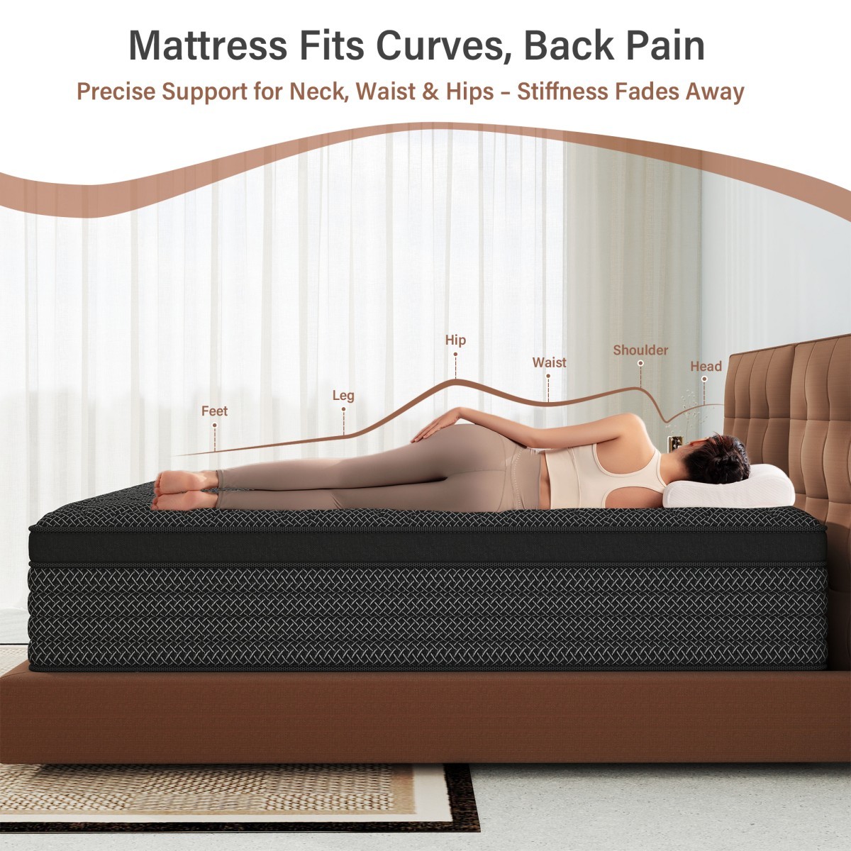12″/14″ Black Mattress Gel Memory Foam Springs Twin Full Queen King Bed In a Box
