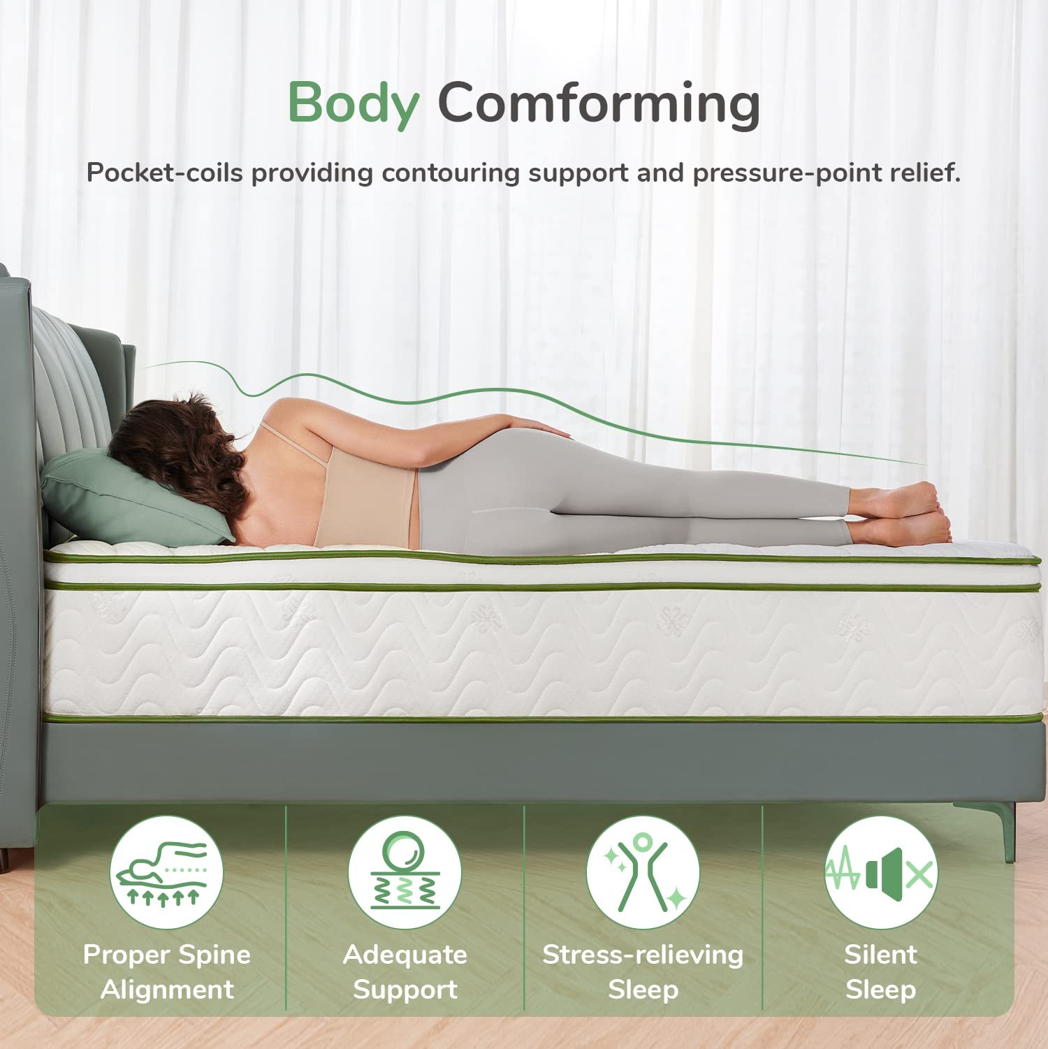 King Mattress12 Inch Memory Foam Hybrid Mattress with Pocketed Coil for Press…