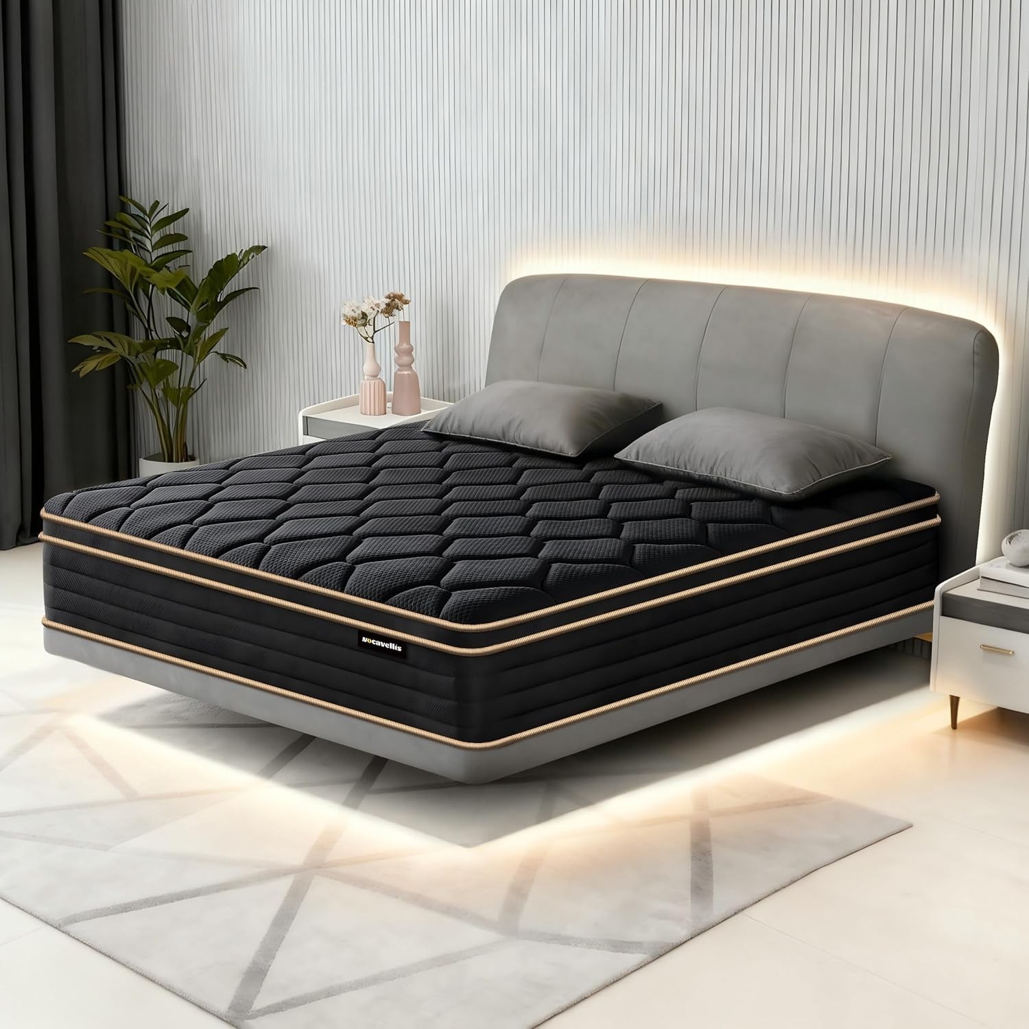 Queen Mattress 12 Inch Memory Foam Pocket Spring Hybrid Bed Motion Isolation