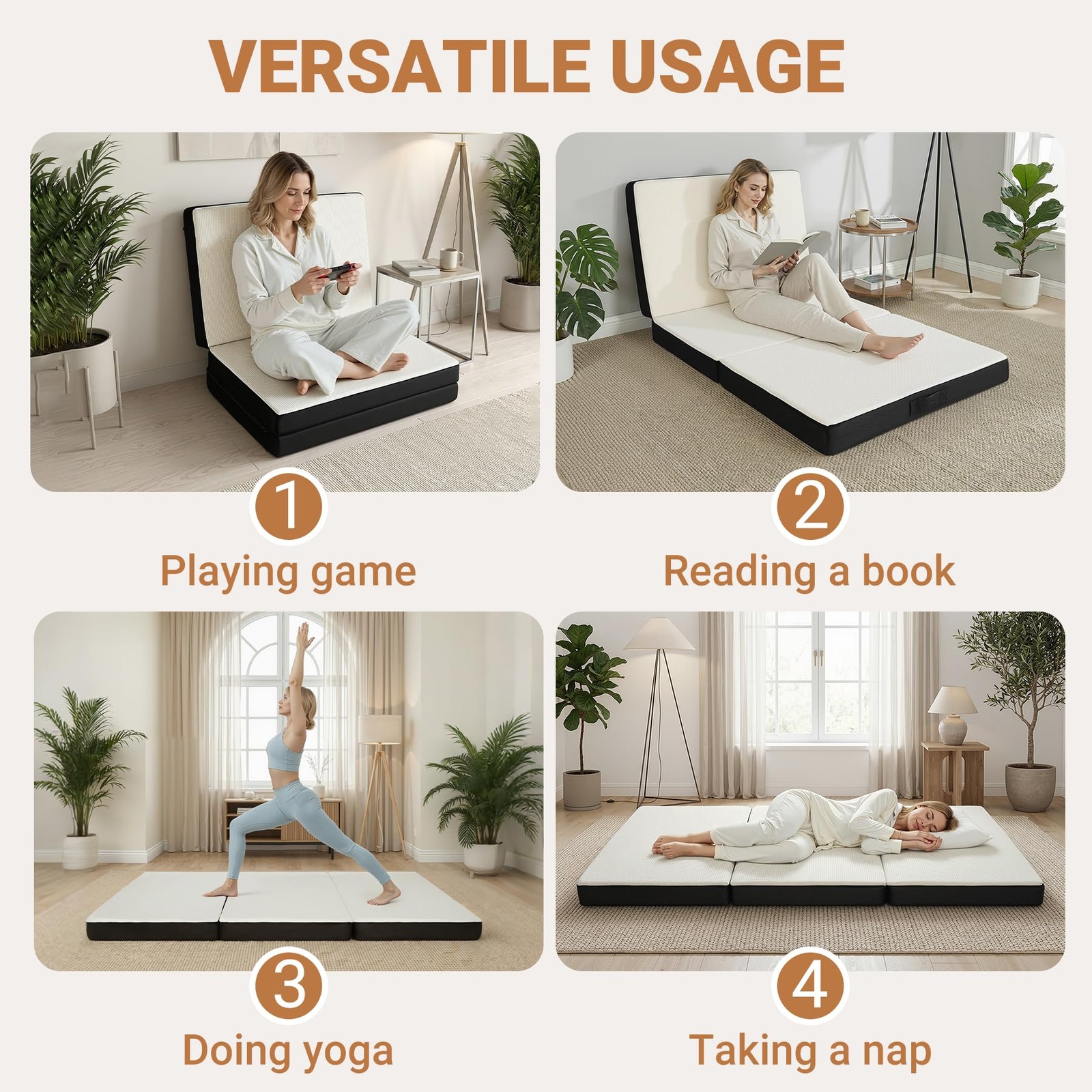 Foldable Mattress Twin XL, Memory Foam Tri Fold Mattress with Removable Washa…