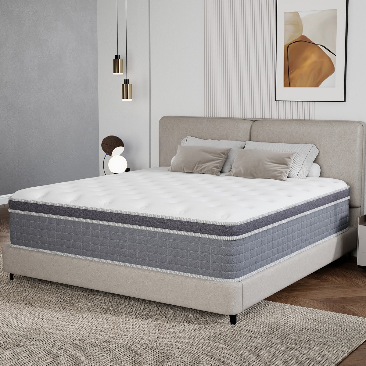 12 Inch Queen Size Mattress In a Box Gel Memory Foam Pocket Spring Medium Firm