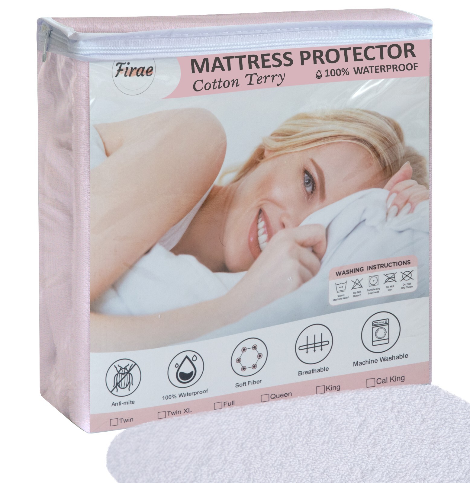 Premium Cotton Terry Fabric 100% Waterproof Deep Pocket Mattress Protector