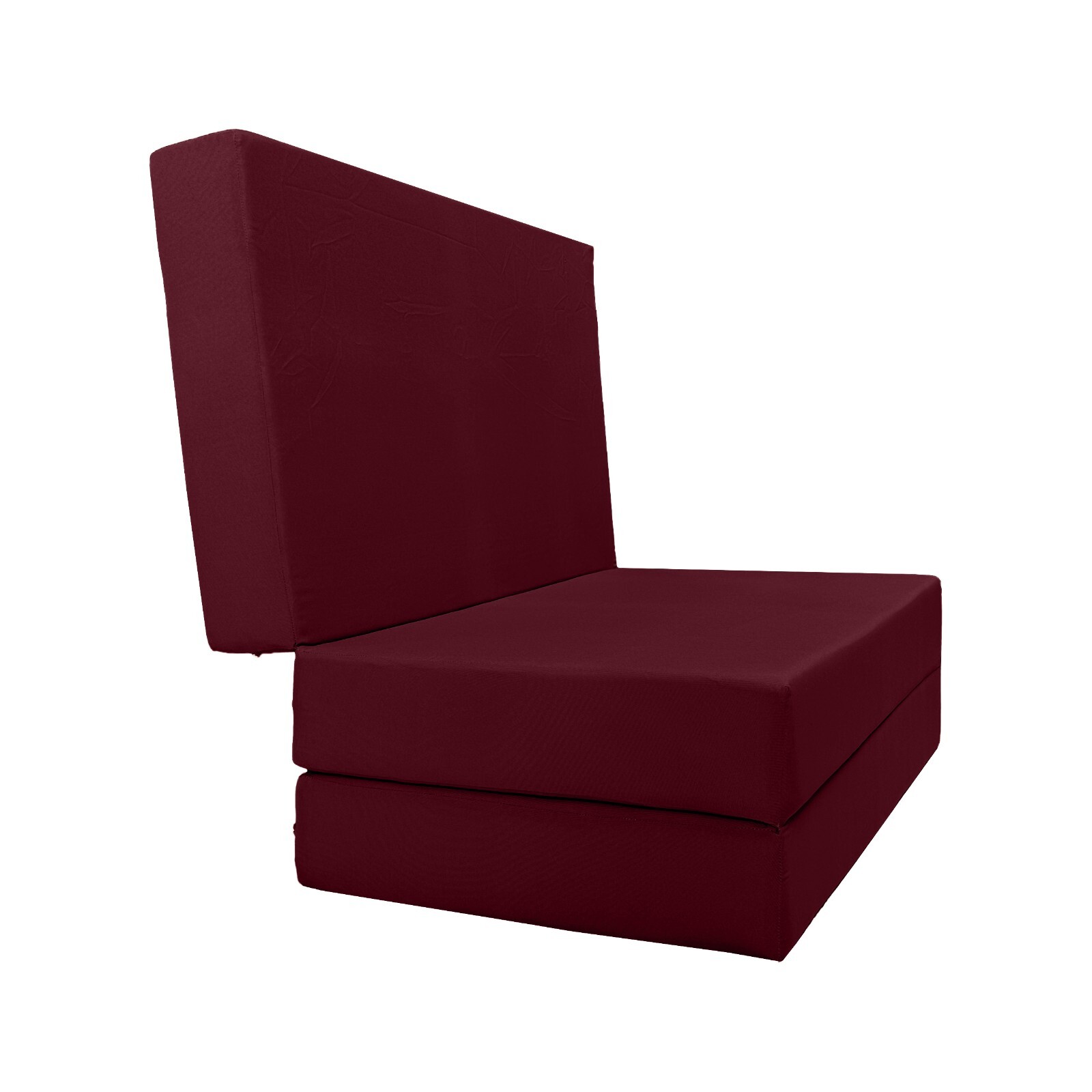 Queen Burgundy Trifold Foam Bed, Folding Mattress 6 x 60 x 80, 1.8 lbs Density