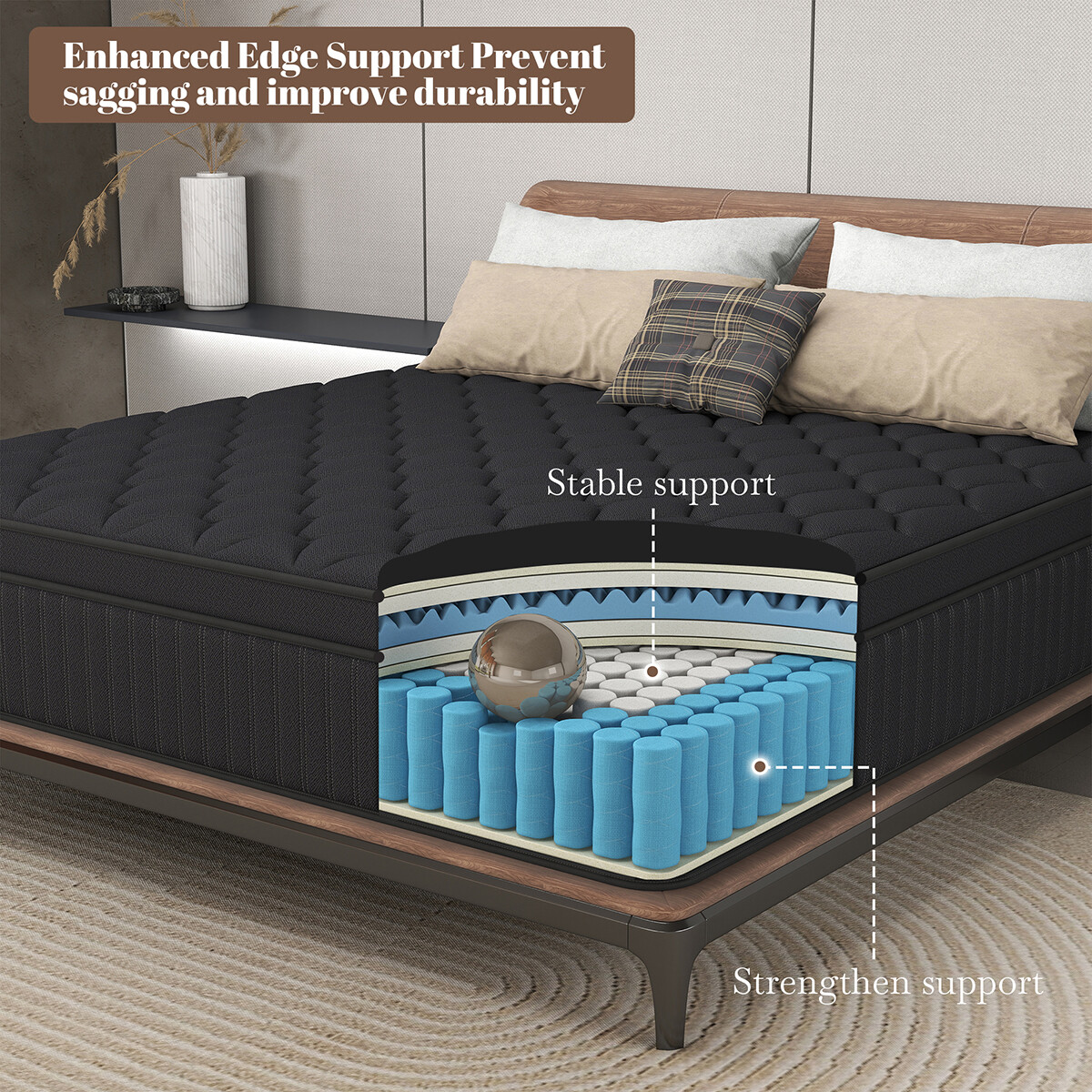 12″/14″ Queen Size Hybrid Mattress Gel Memory Foam Pocket Spring Bed in a Box