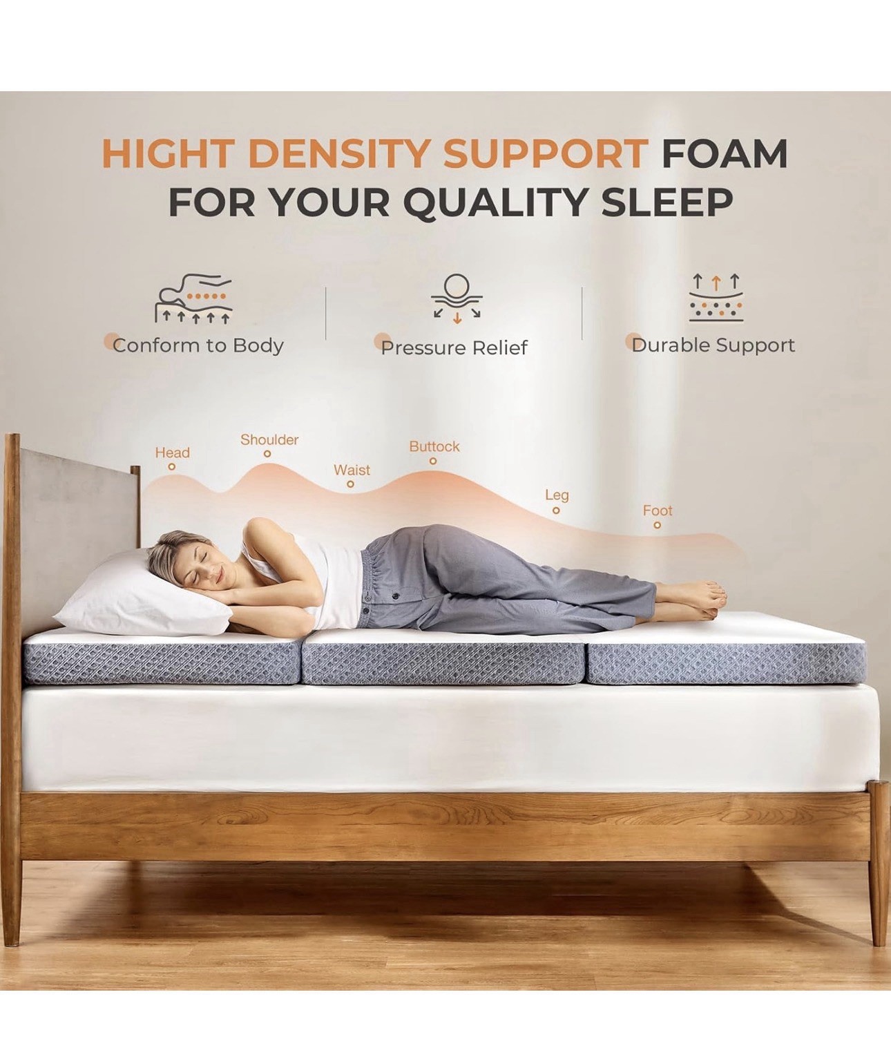 Tri Folding Mattress – 4-Inch Single Size Foldable Mattress with a Collapsible a