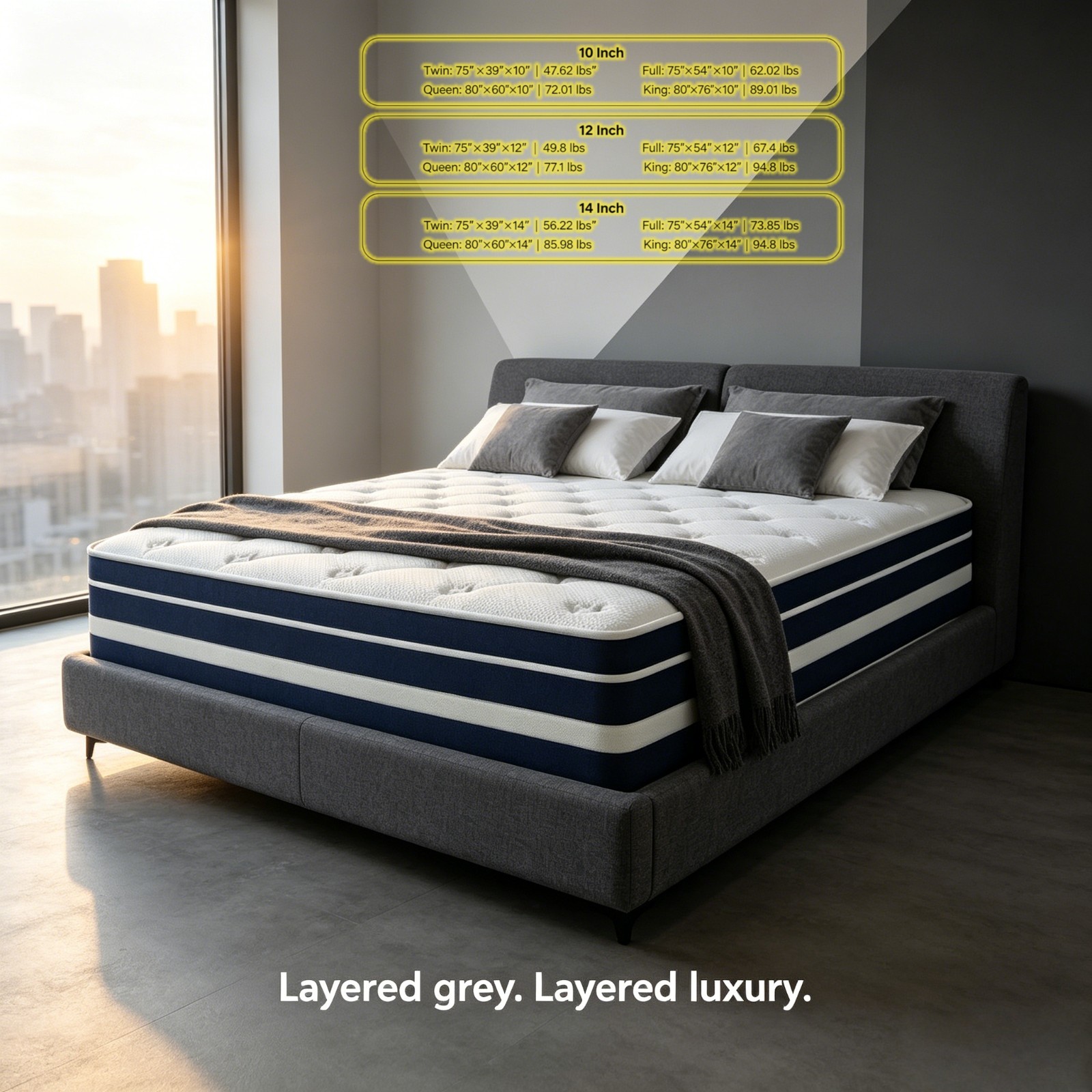 12″14″ Mattress Twin Full Queen King Size Gel Memory Foam Pocket Spring in a Box