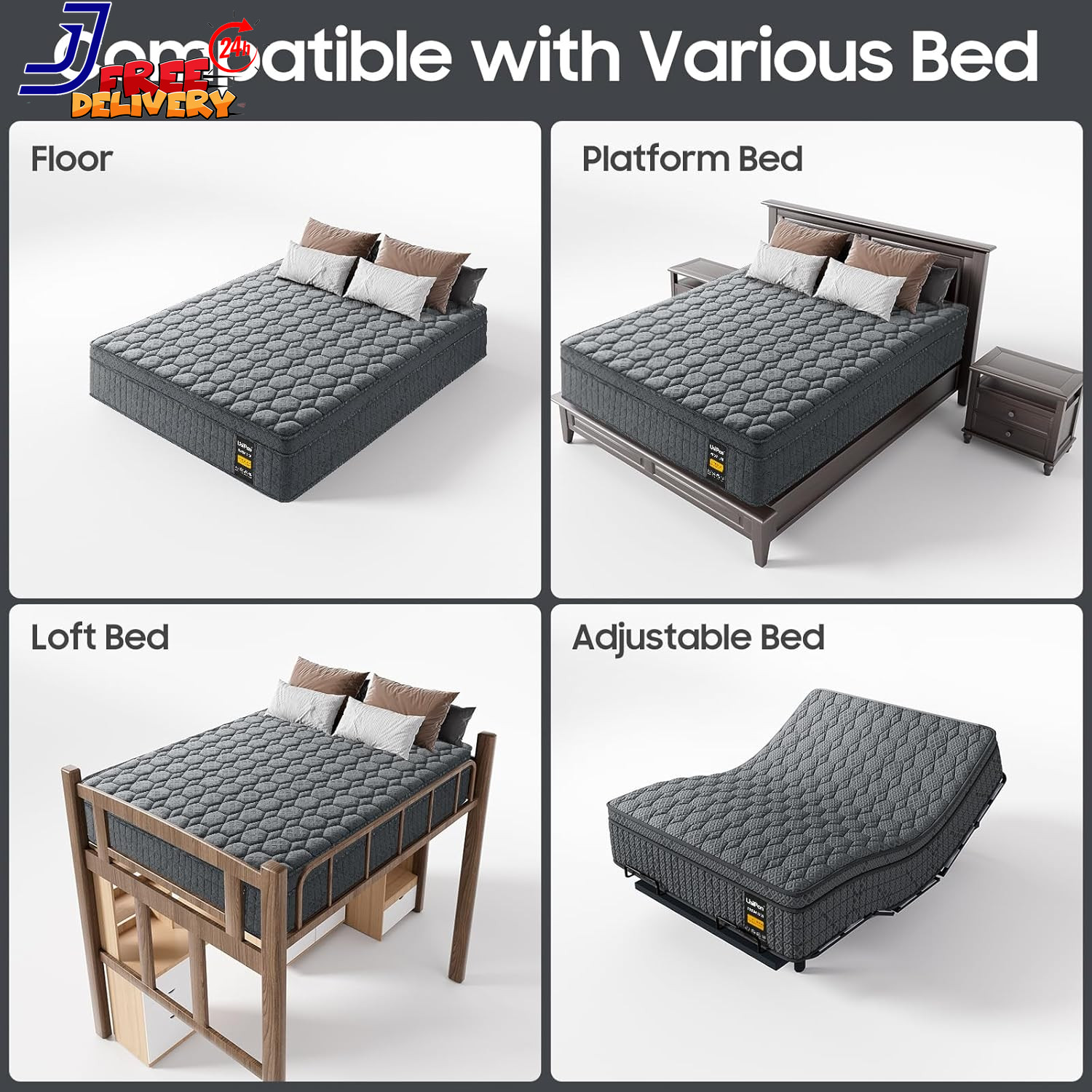 14 Inch Extra Firm Mattress Queen Hybrid Mattress with Back and Lumbar Hip Supp