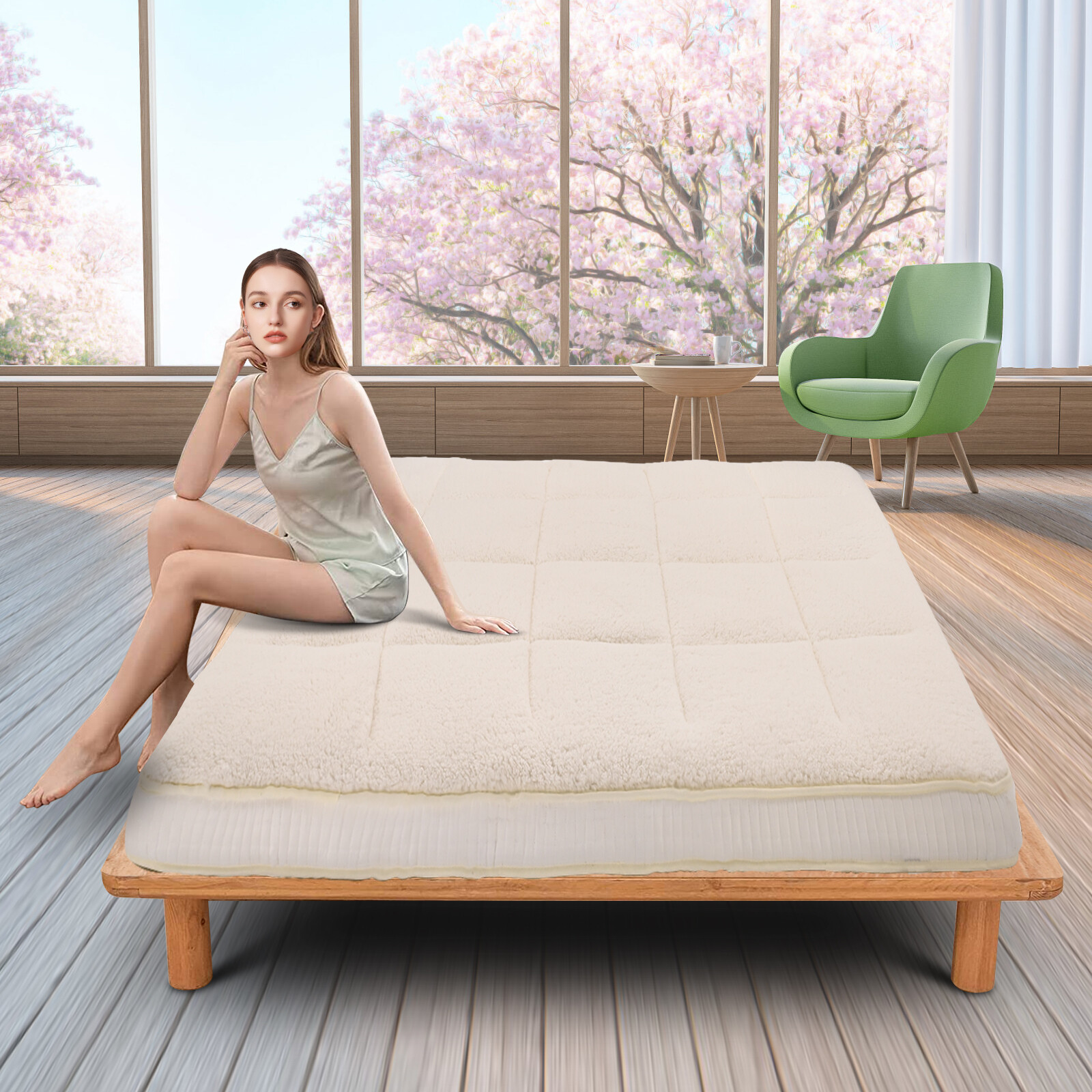 4″ Fold Sleep Floor Mat Single Bed Memory Foam Topper Camping Guest Mattress