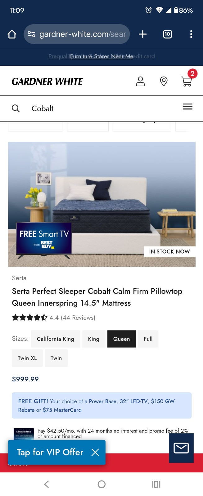 Sealy Cobalt Queen Mattress Gardner White Perfect Condition