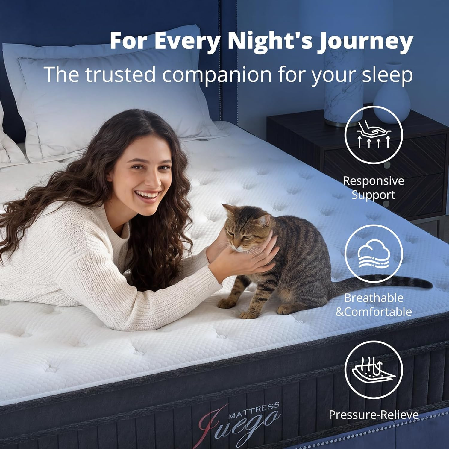 12 Inch Queen Hybrid Mattress – Medium Firm Memory Foam & Pocket Springs
