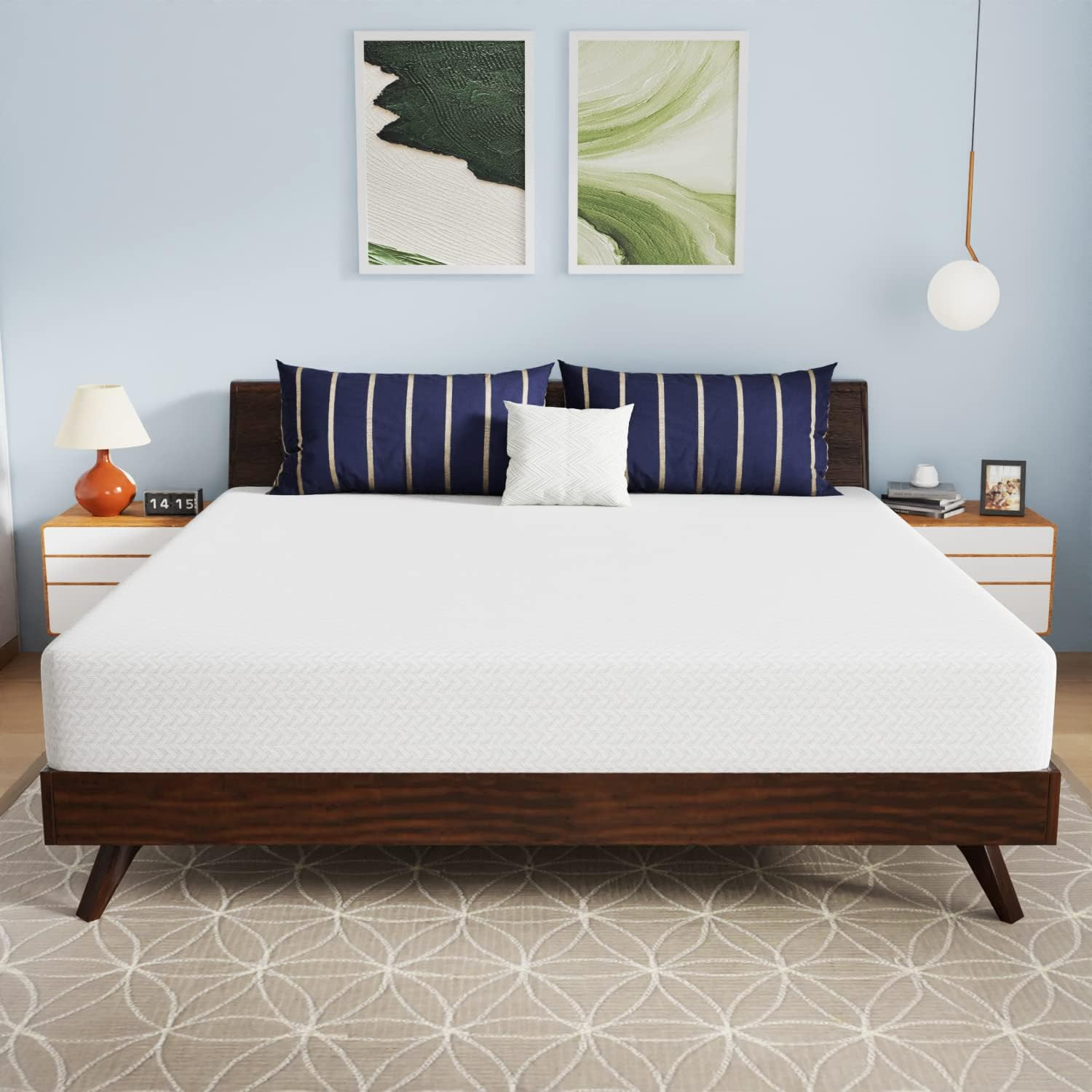 10″ Bamboo Charcoal Gel Memory Foam King Mattress with Removable Cover