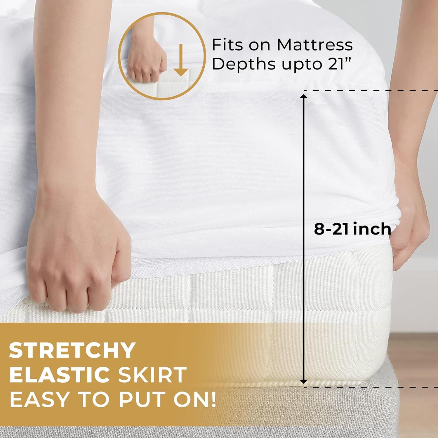 Waterproof Mattress Protector – Deep Pocket Fits 8-21” Twin, White