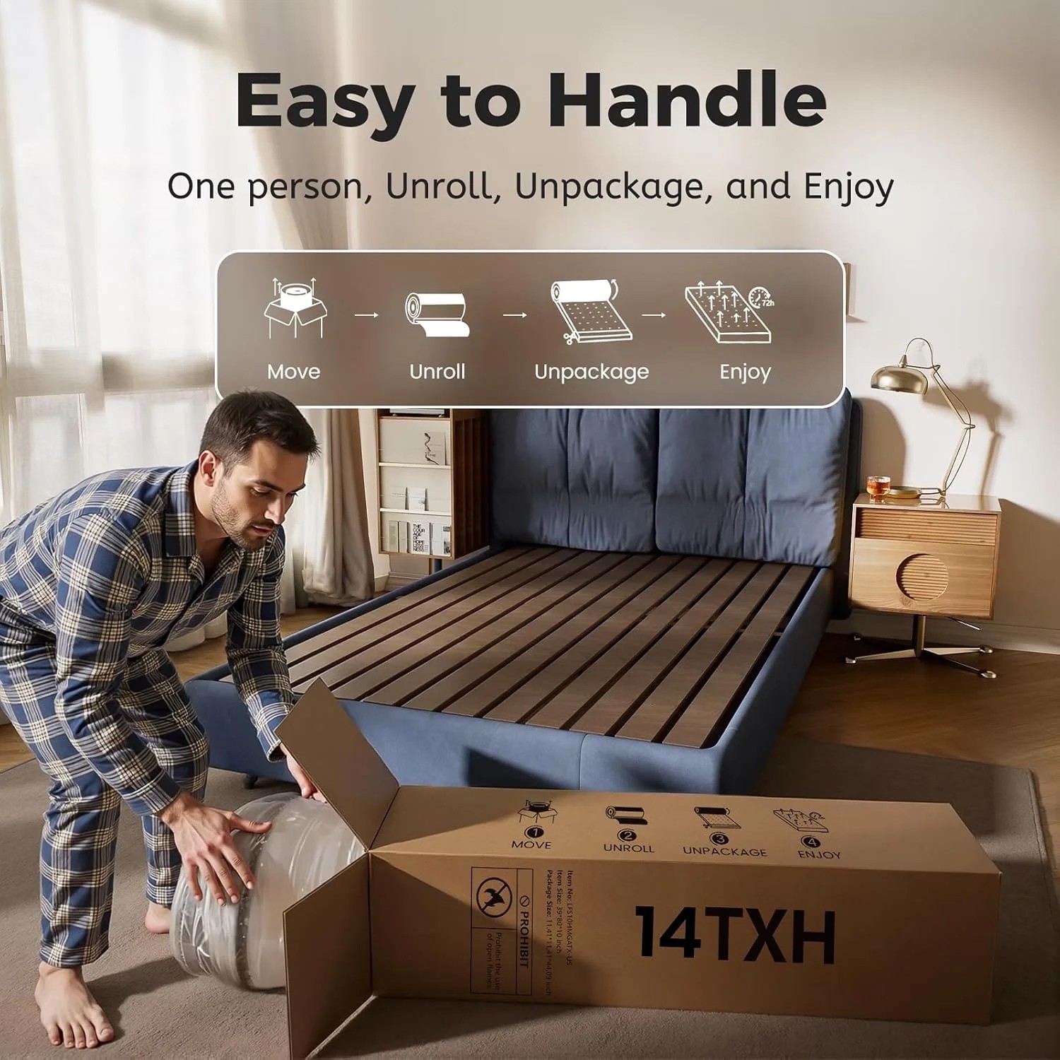 14″ Queen Size Mattress Hybrid Foam Pocket Coils Bed In a Box,Motion Isolation