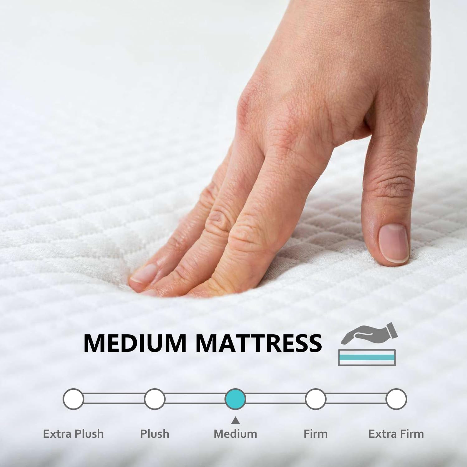 | 6 Inch Twin XL Mattress | Gel Memory Foam | Medium Firm Feel | White | Bed in