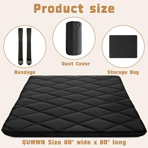 Japanese Futon Floor Mattress Size 60″×80″, 3.9″ Thicken 5-Layer Japanese Queen