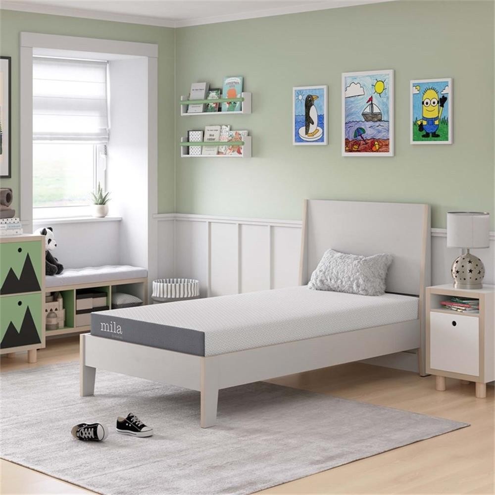 Modway Mila 6″ Modern Style Memory Foam Twin Mattress in White (Set of 2)