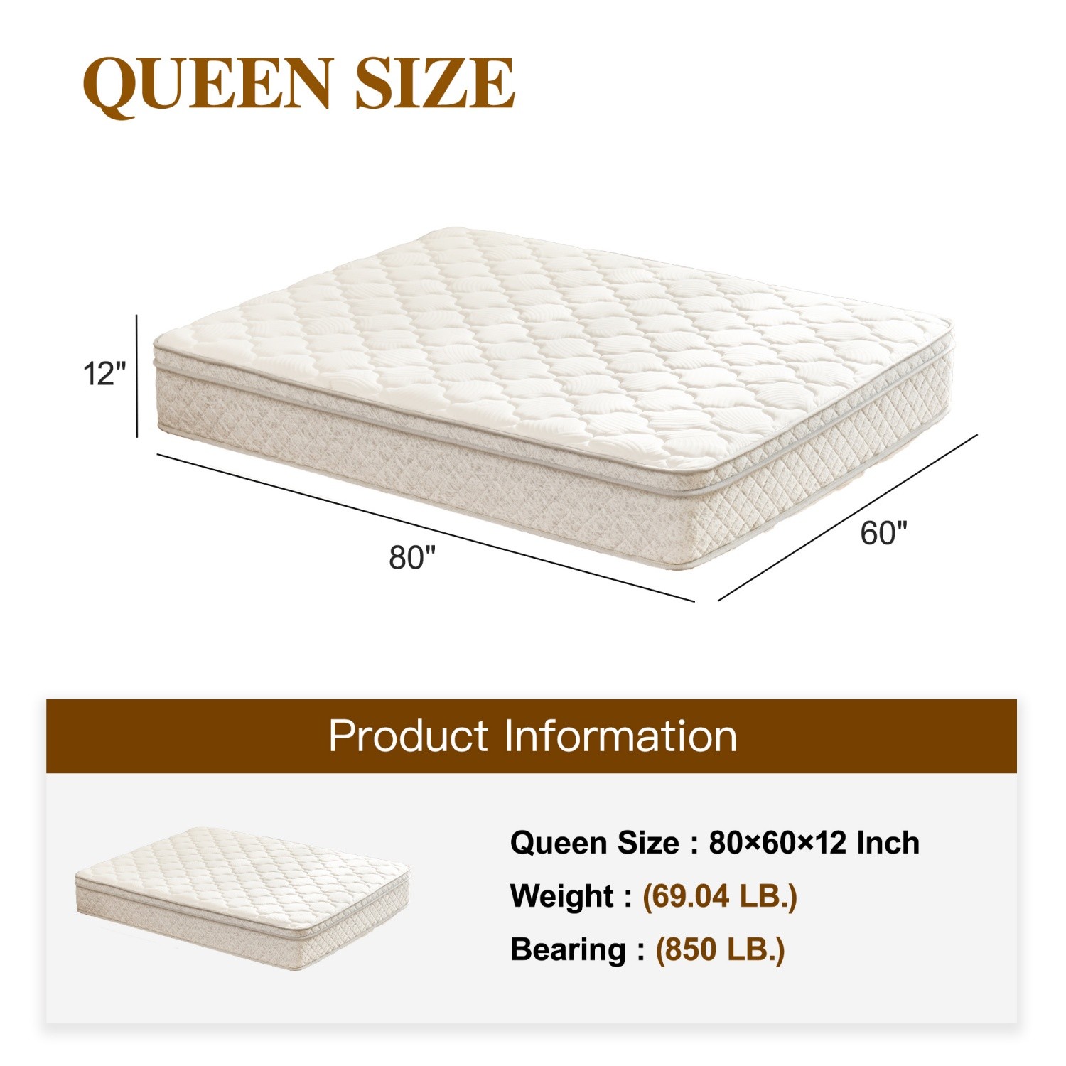12” Twin/Full/Queen/King Size Mattress with Hybrid Pocket Spring & Memory Foam