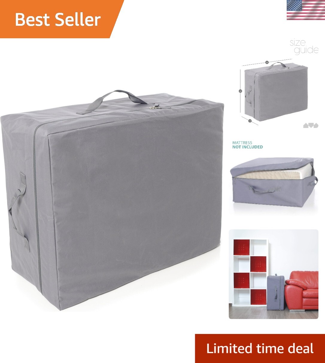 Custom Fit Carry Case for 4″ Twin Tri-Fold Mattress – Rips & Moisture Resistant