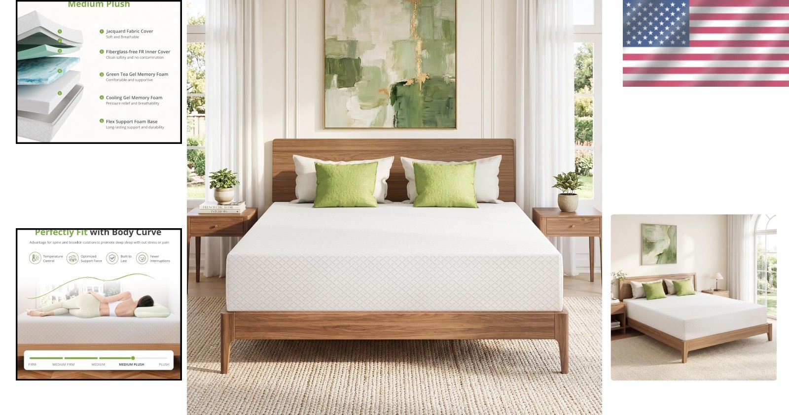 Cooling Green Tea Gel Memory Foam Mattress, King Size