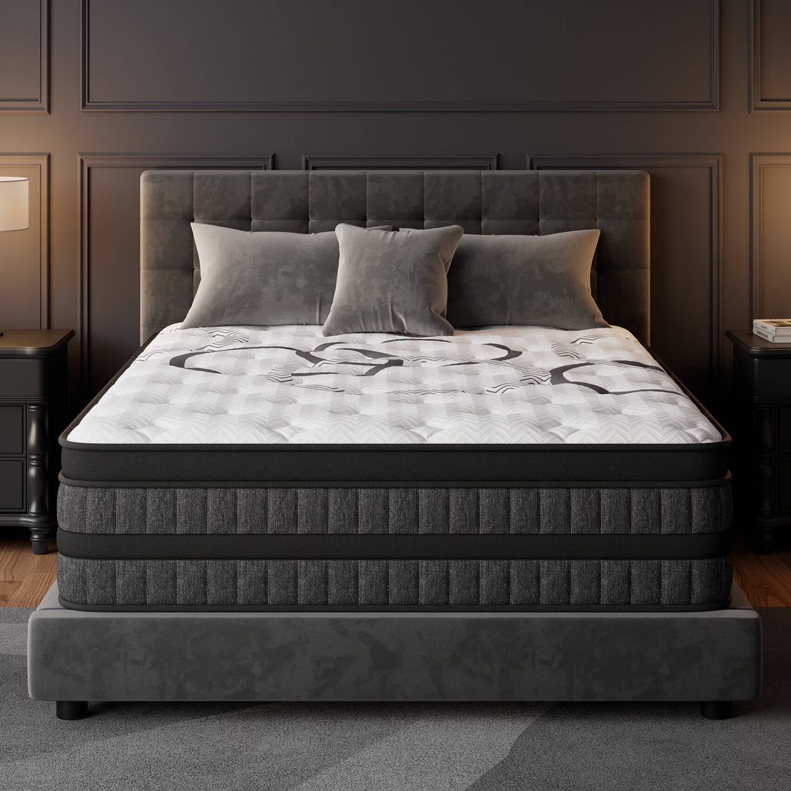12″ Colchon KING Gel Memory Foam Hibrido Cama King Mattress Medium Firm Hybrid