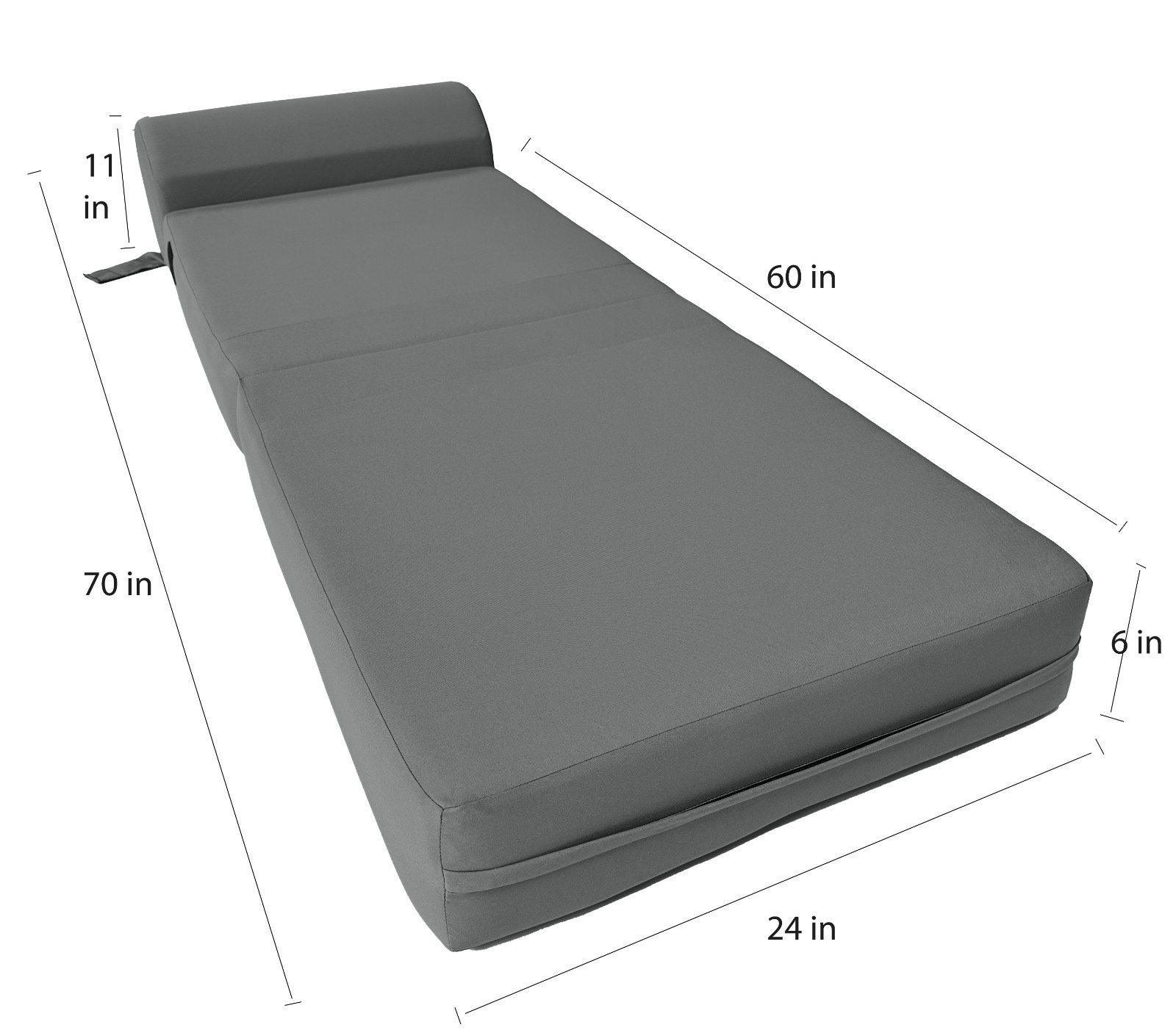 Portable Sleeper Chair Folding Foam Beds, Sofa, Couches 6x24x70 Gray