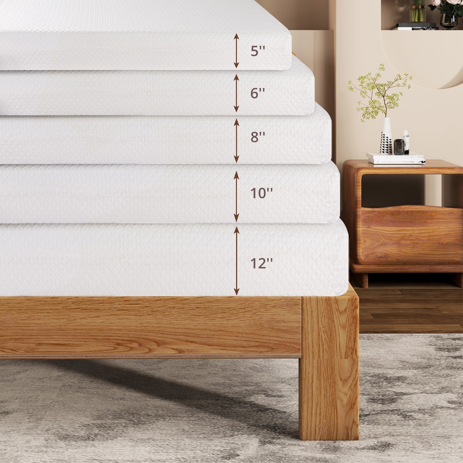 EGOHOME TrueZen Twin Mattress, 5″ Memory Foam Mattresses in a Box, Medium