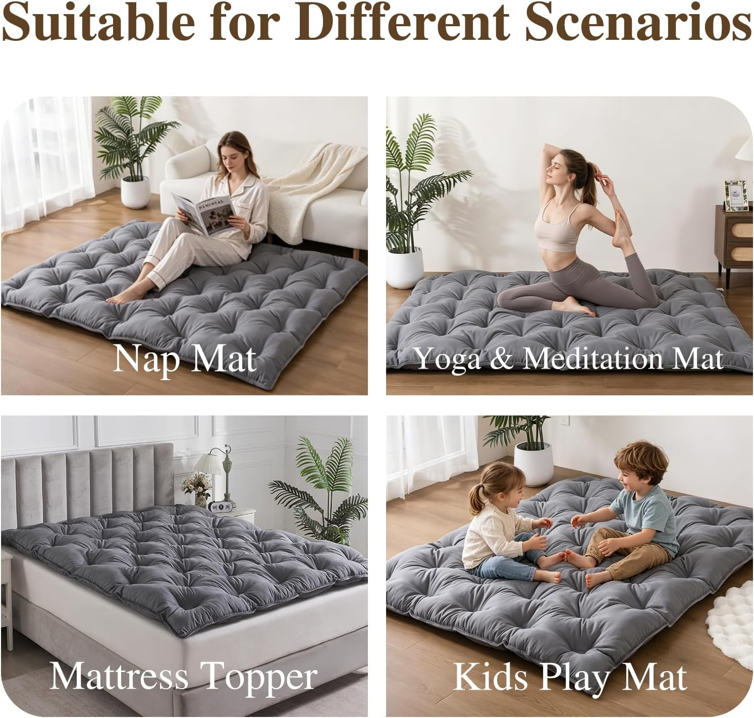 Japanese Futon Mattress Floor Mattress 3″ Tatami Mat,Shredded Memory