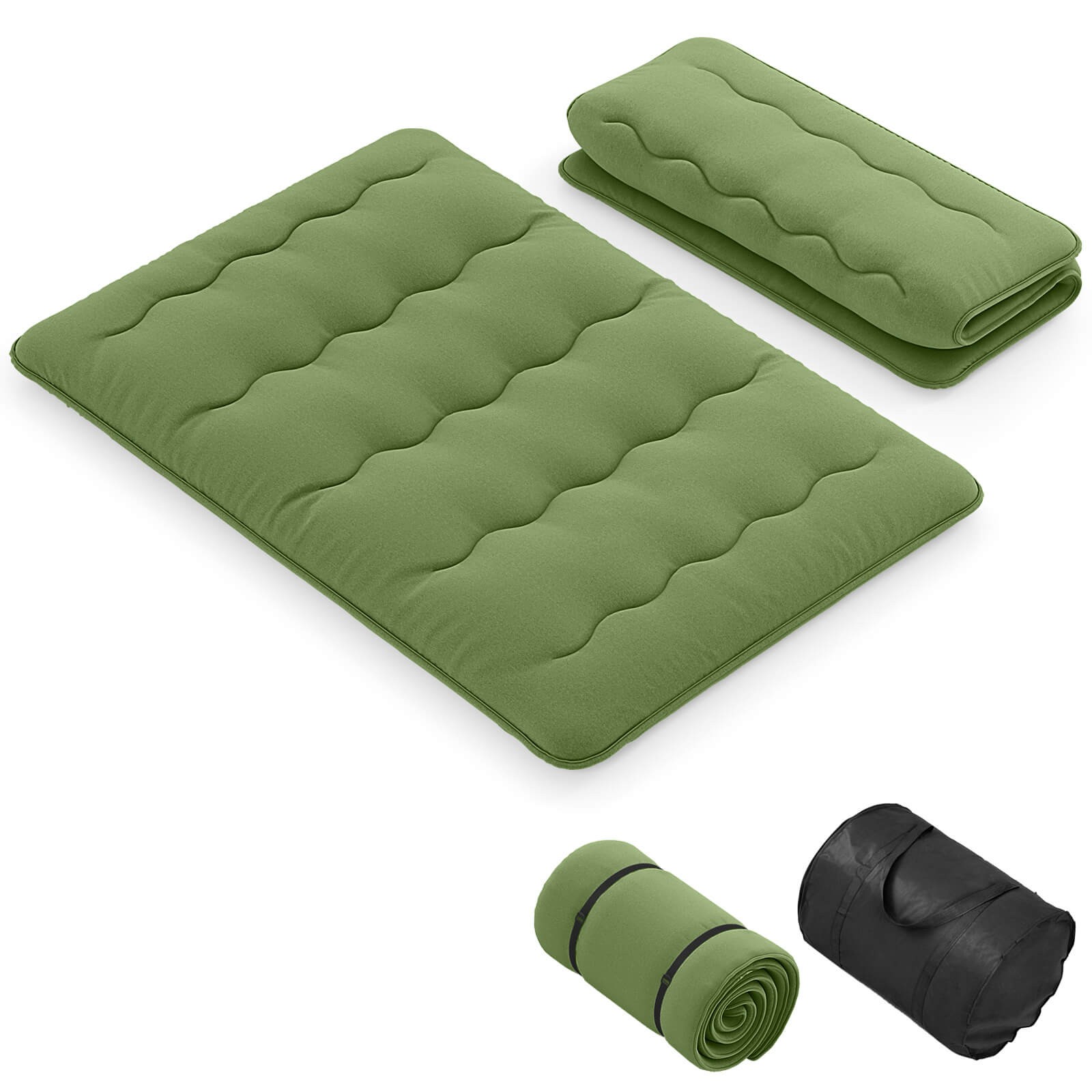Full Futon Mattress Japanese Sleeping Pad Lounge Bed w/ Washable Cover Green