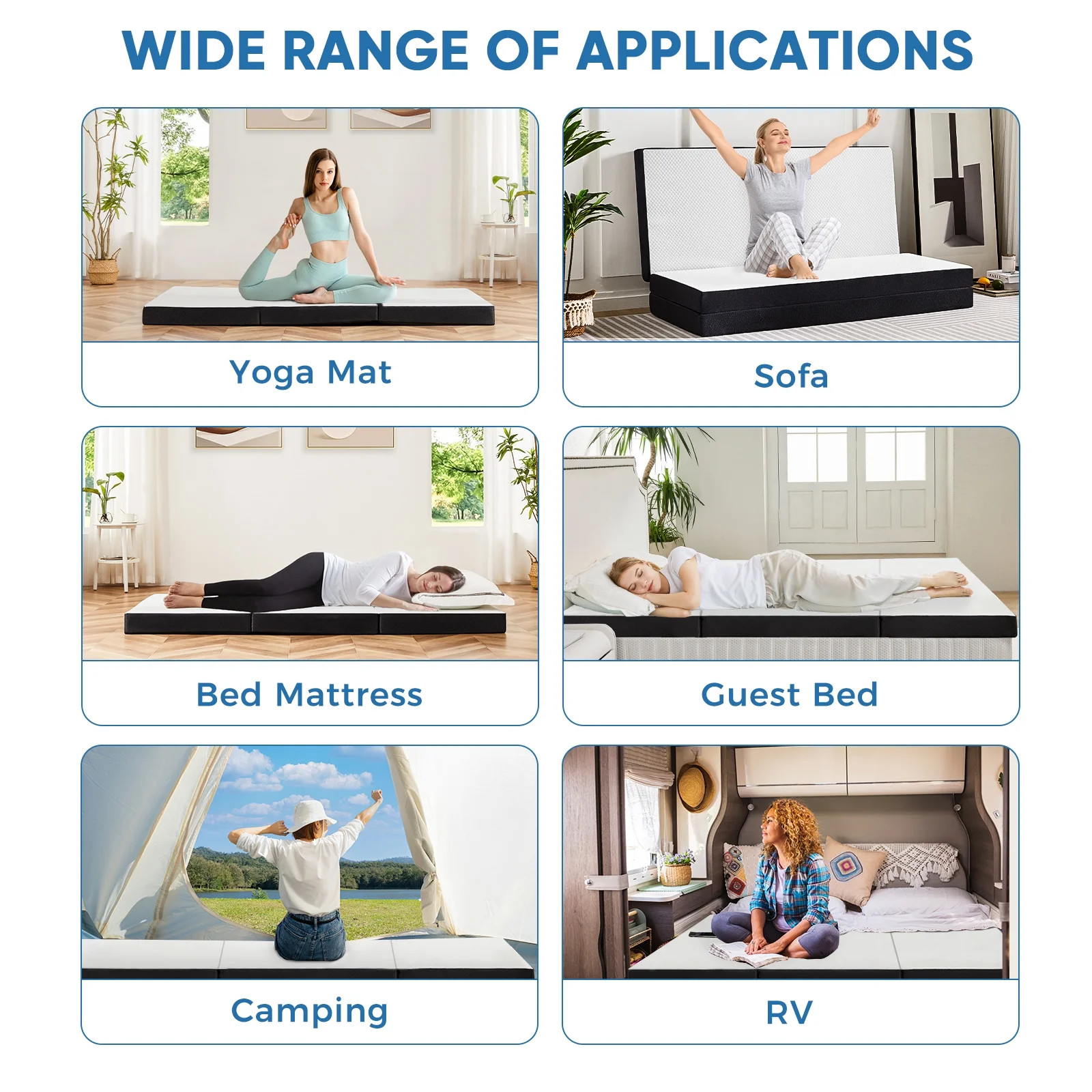 4 Inch Twin Size Tri-Fold Memory Foam Mattress, Portable Foldable Floor Bed with