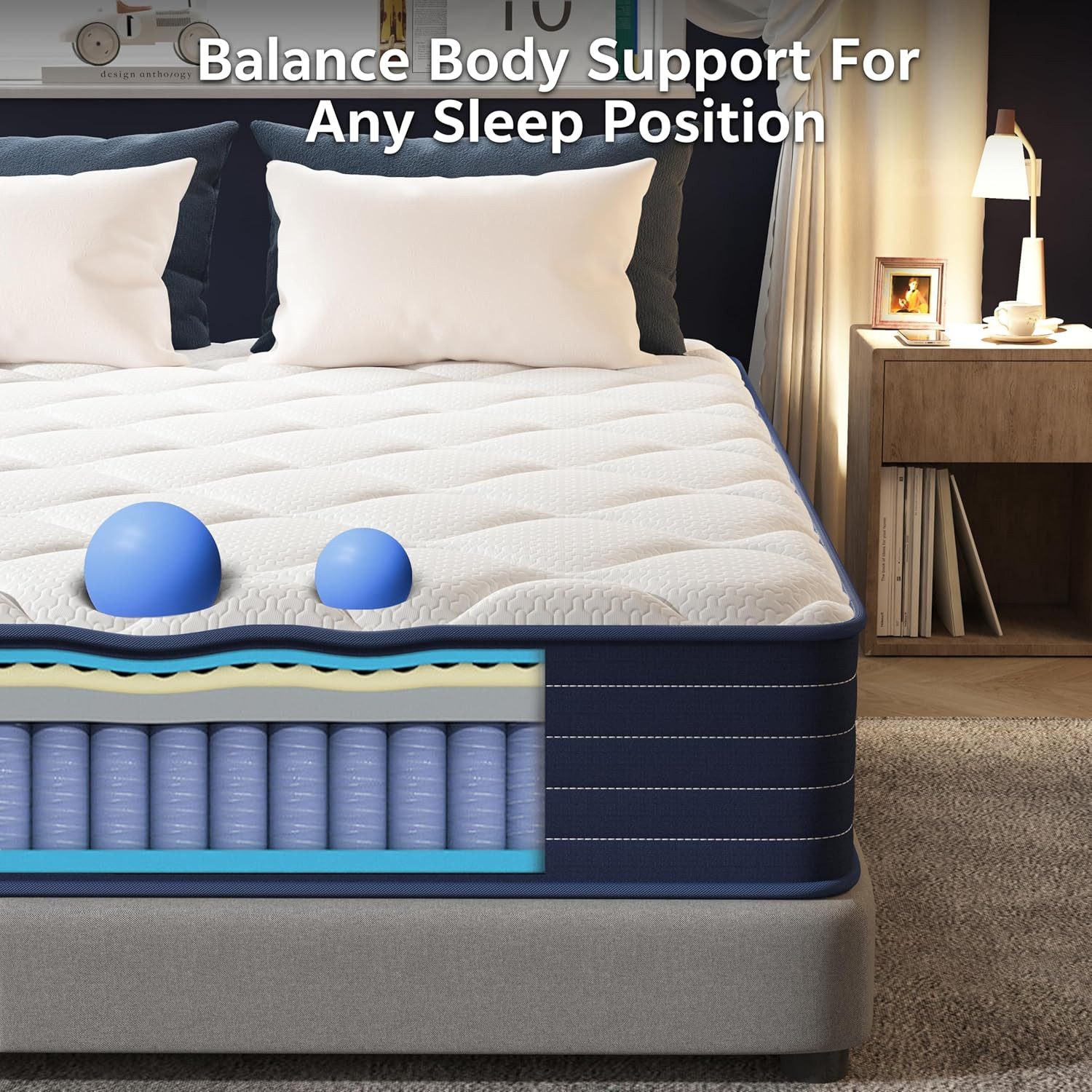 Double Mattress,12 Inch Full Mattrress with 7-Zone Hybrid Double Bed Mattresses,