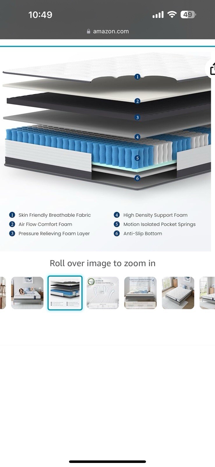 Coolvie Hybrid Queen Mattress 10 Inch – Medium Firm Queen
