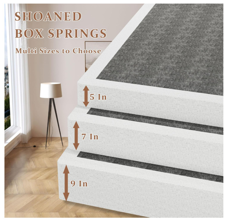 Queen Size Box Springs – 5 Inch Low Profile Mattress Foundation No Noise Heavy D