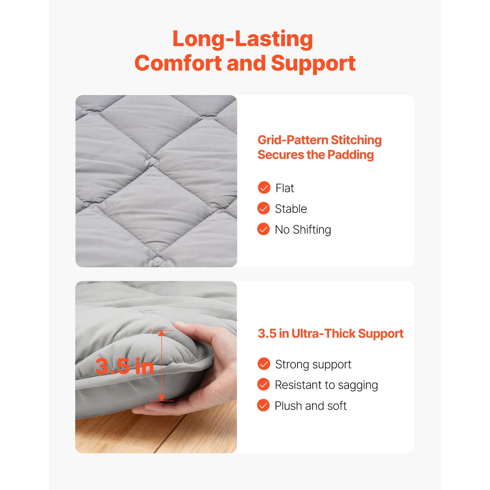 Foldable Japanese Tatami Mat Full-Size Floor Mattress W/ Storage Bag & Fastener