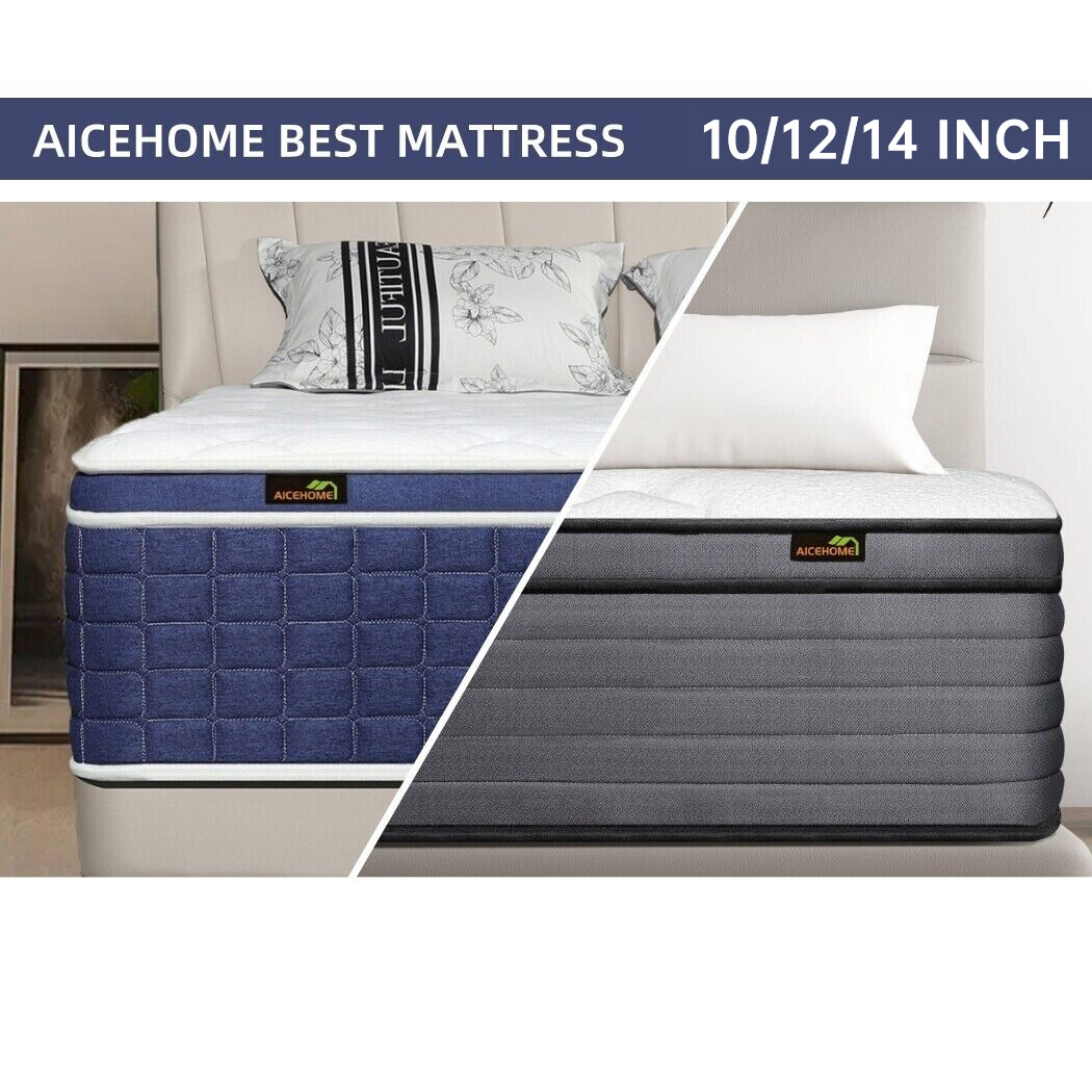 14/12/10” Gel Memory Foam Mattress Hybrid InnerSpring Twin Full Queen King Size