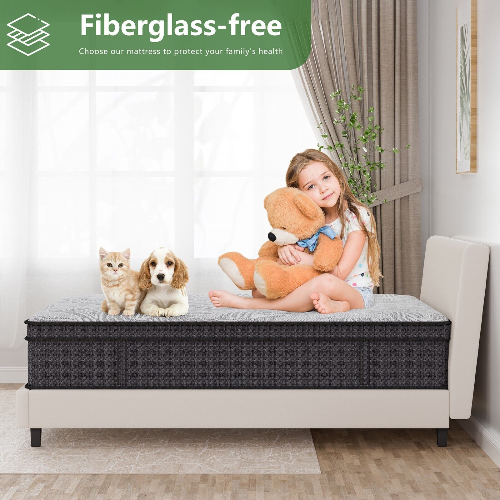 14″ Twin Full Queen King Memory Foam Spring Hybrid Mattress Medium Firm Mattress