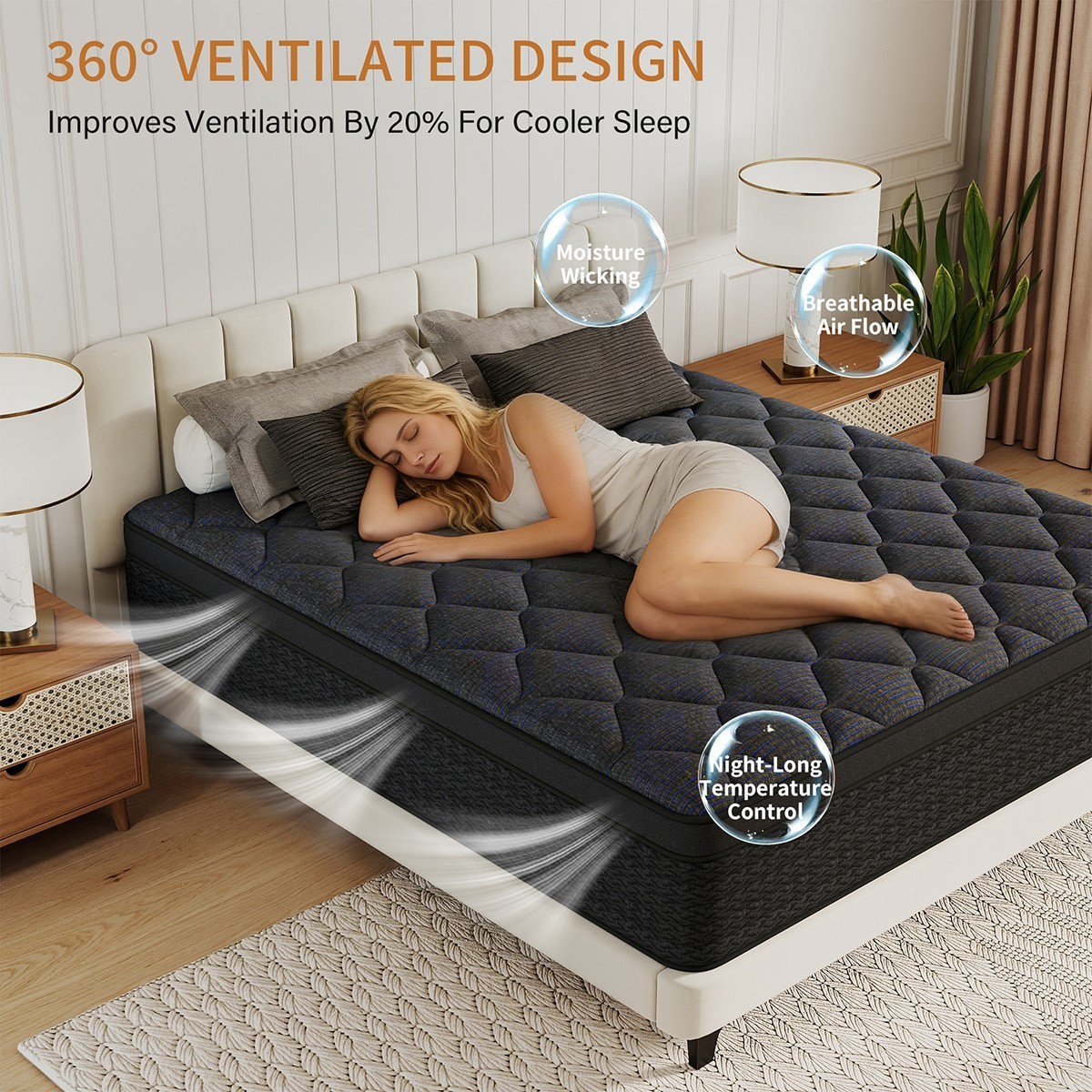 12″14″ Gel Memory Foam Mattress Pocket Spring Twin Full Queen King Size In A Box