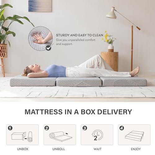 Tri-Fold Memory Foam Mattress, 4 inch Single Folding Assorted Styles , Sizes