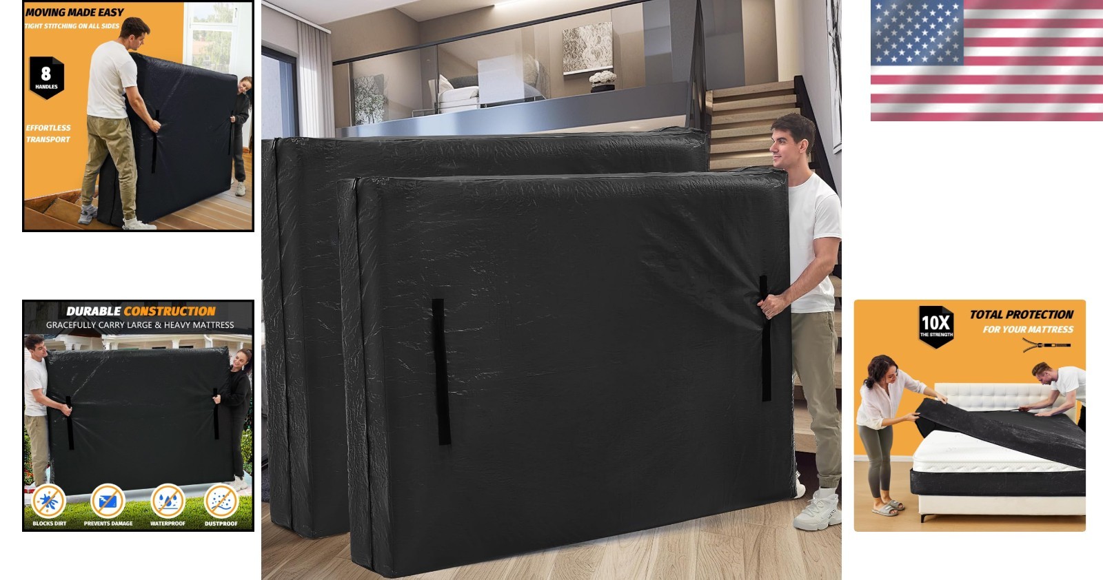 Extra Thick Full Size Mattress Bags with Handles, 2 Pack