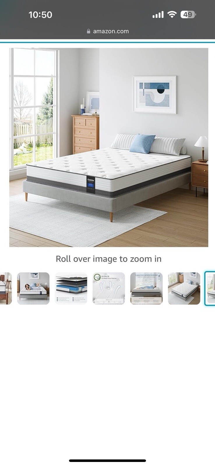 Coolvie Hybrid Queen Mattress 10 Inch – Medium Firm Queen