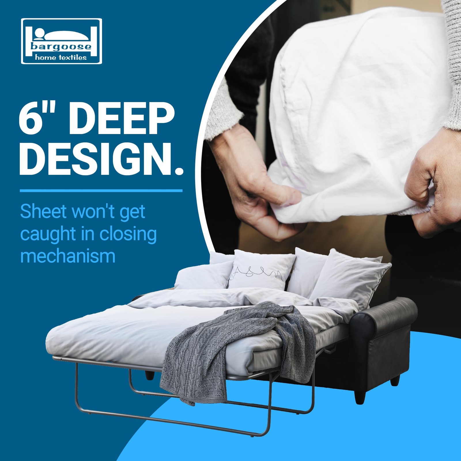 Sleeper Sofa Sheet, Trifold Mattress Size Sofa Bed Sheet 38″ x 72″ x White Twin