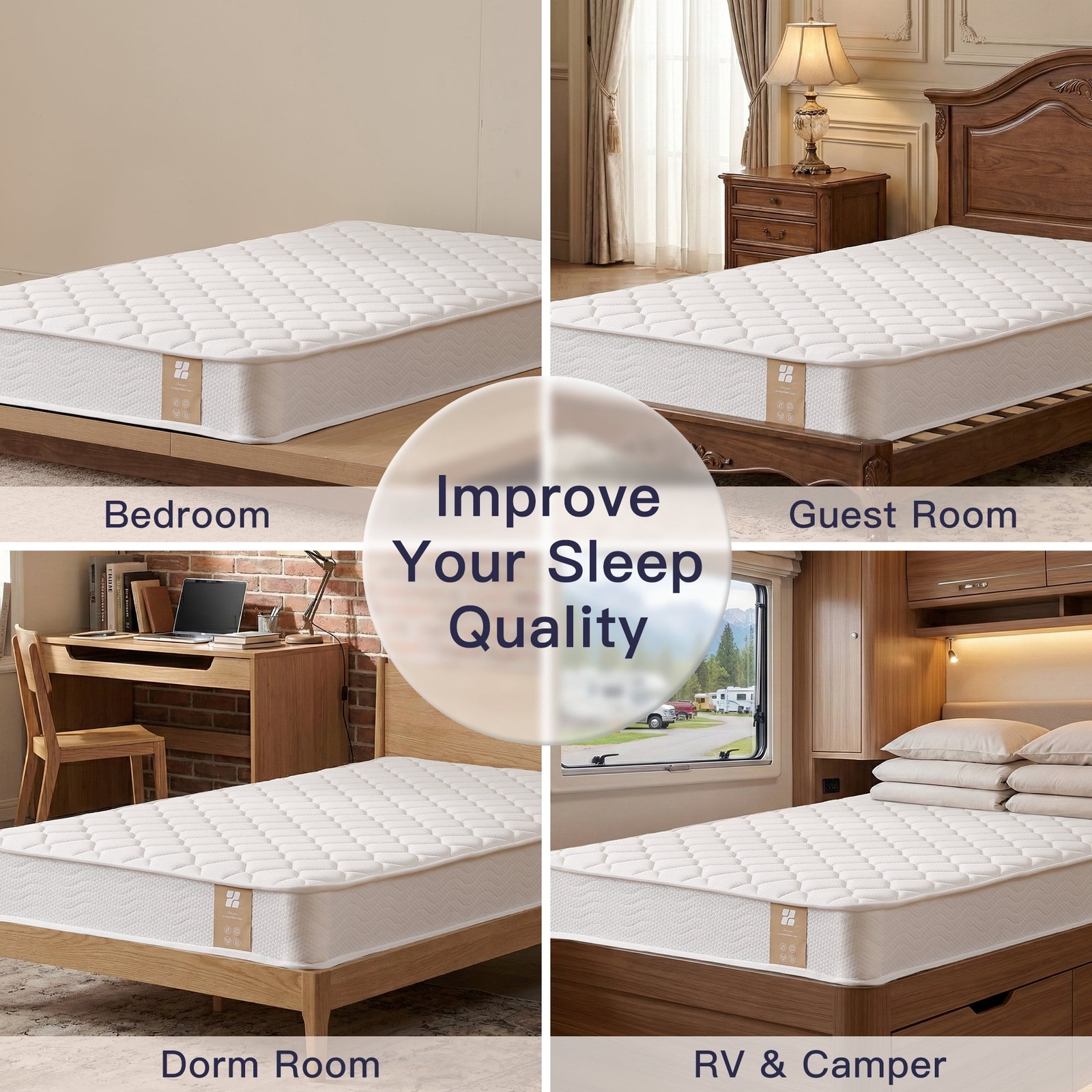 6 Inch Twin Mattress in a Box, Medium Firm Spring Hybrid Mattress for Kids Bunk