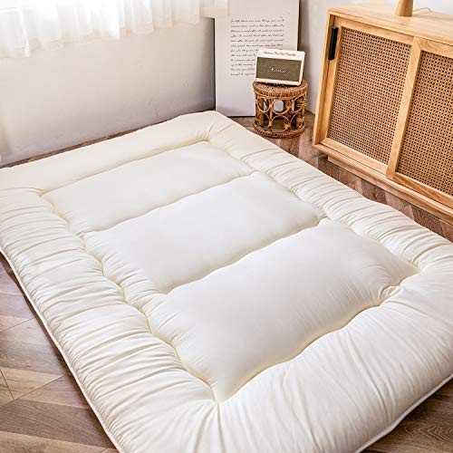 Japanese Floor Mattress Futon Mattress, Thicken Sleeping Pad Full Off White