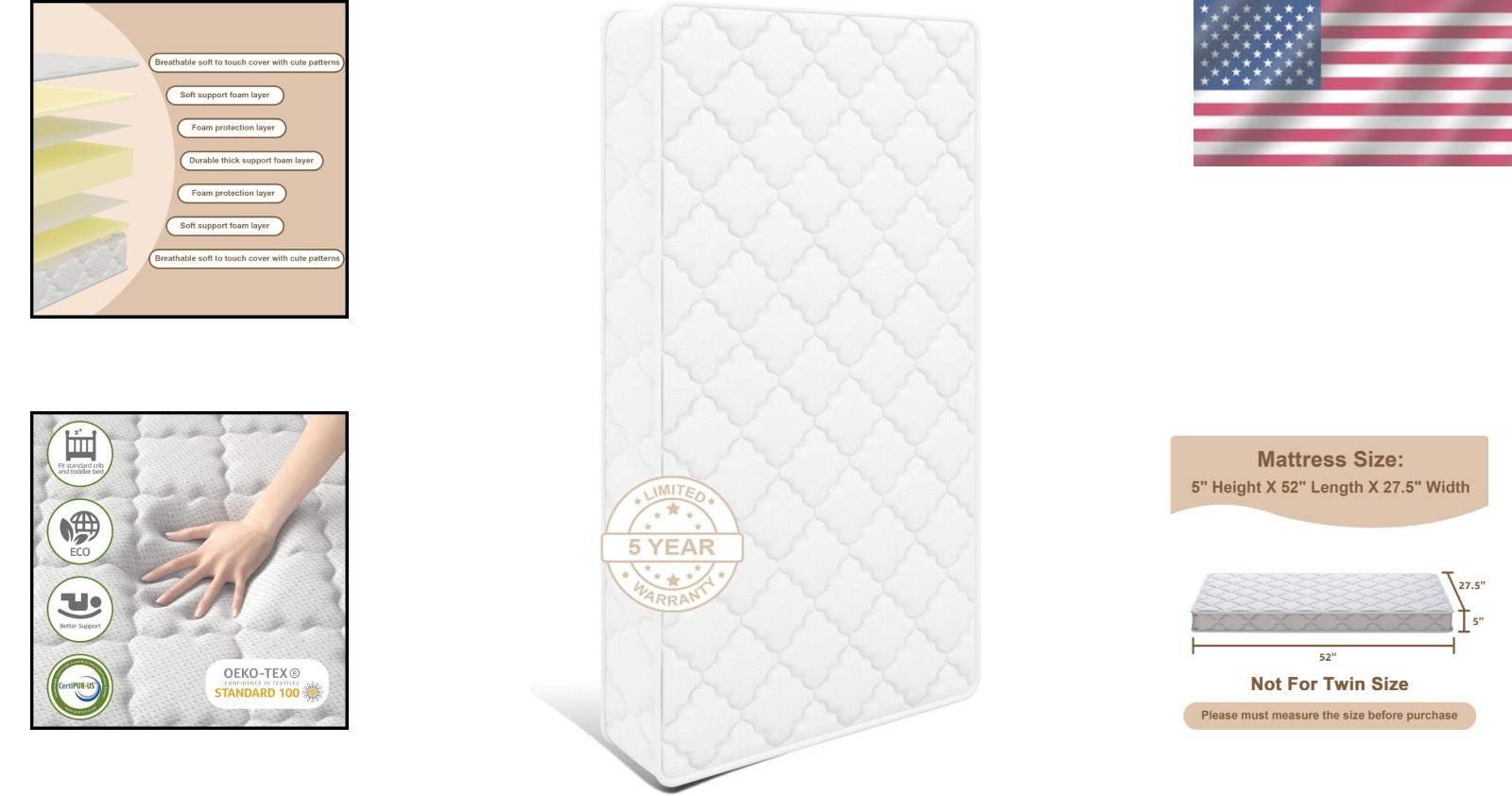 Mattress Knitted Fabric 52×27.5 5 Windel Soft Firm Foam