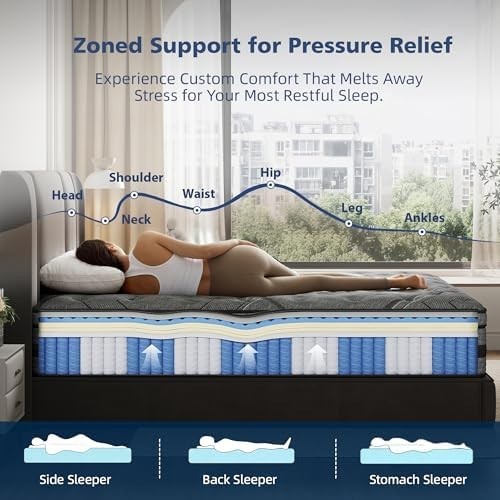 12 Inch Queen Mattress in a Box Hybrid Gel Memory Foam Pocket Spring Soft Plush