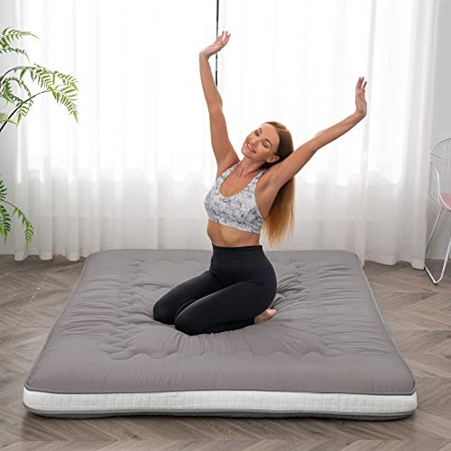 Japanese Floor Futon Mattress Extra Thick Folding Roll Up Bed Twin Darkgrey