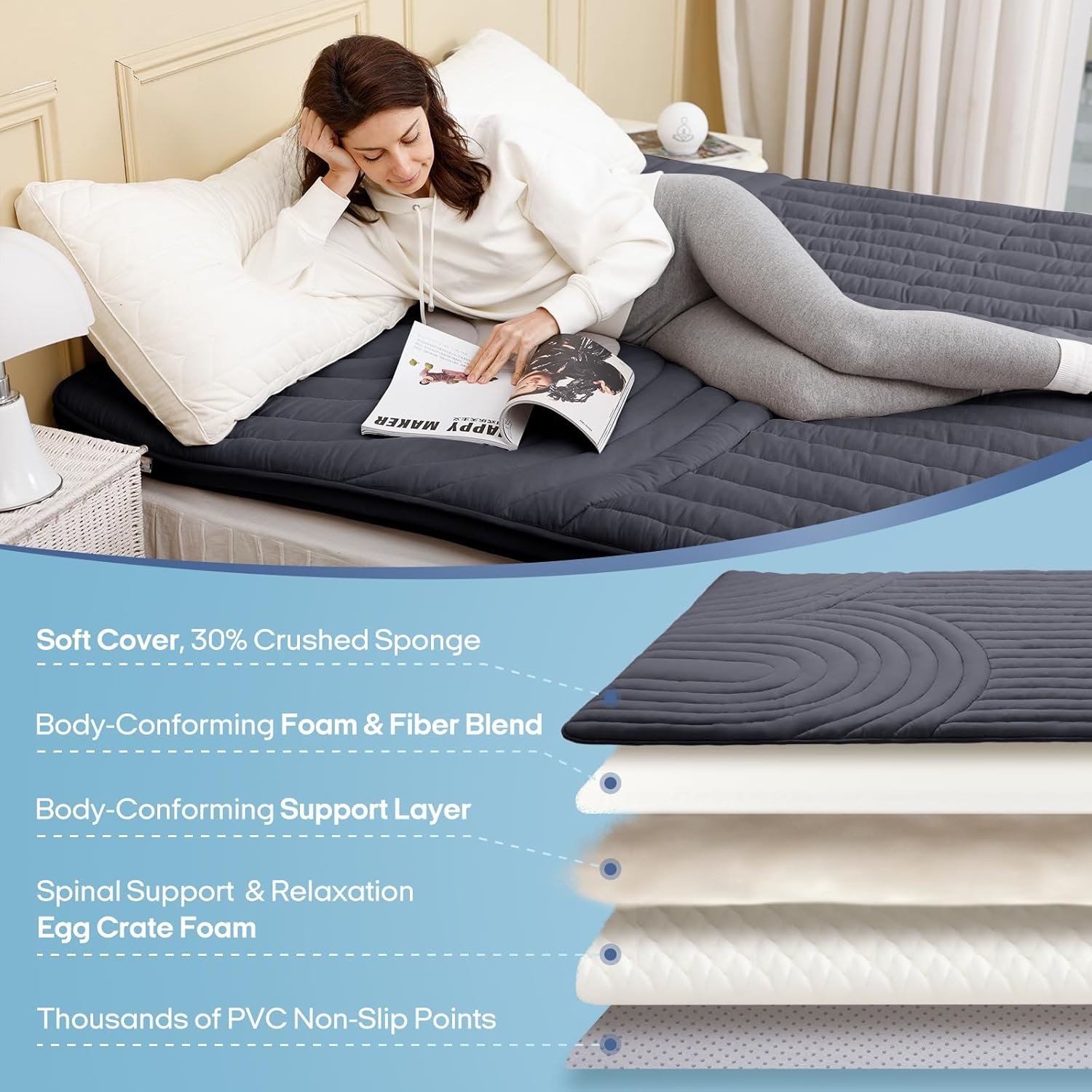 Japanese Floor Mattress Futon Mattress Size, Thicken Roll Up