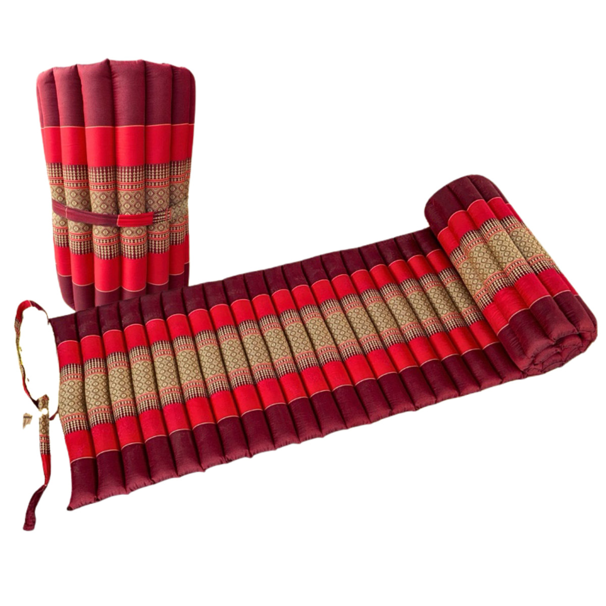 Portable Boho Floor Mat 50x180cm Rollable Thai Style Cushion Zen Red x 2 pcs