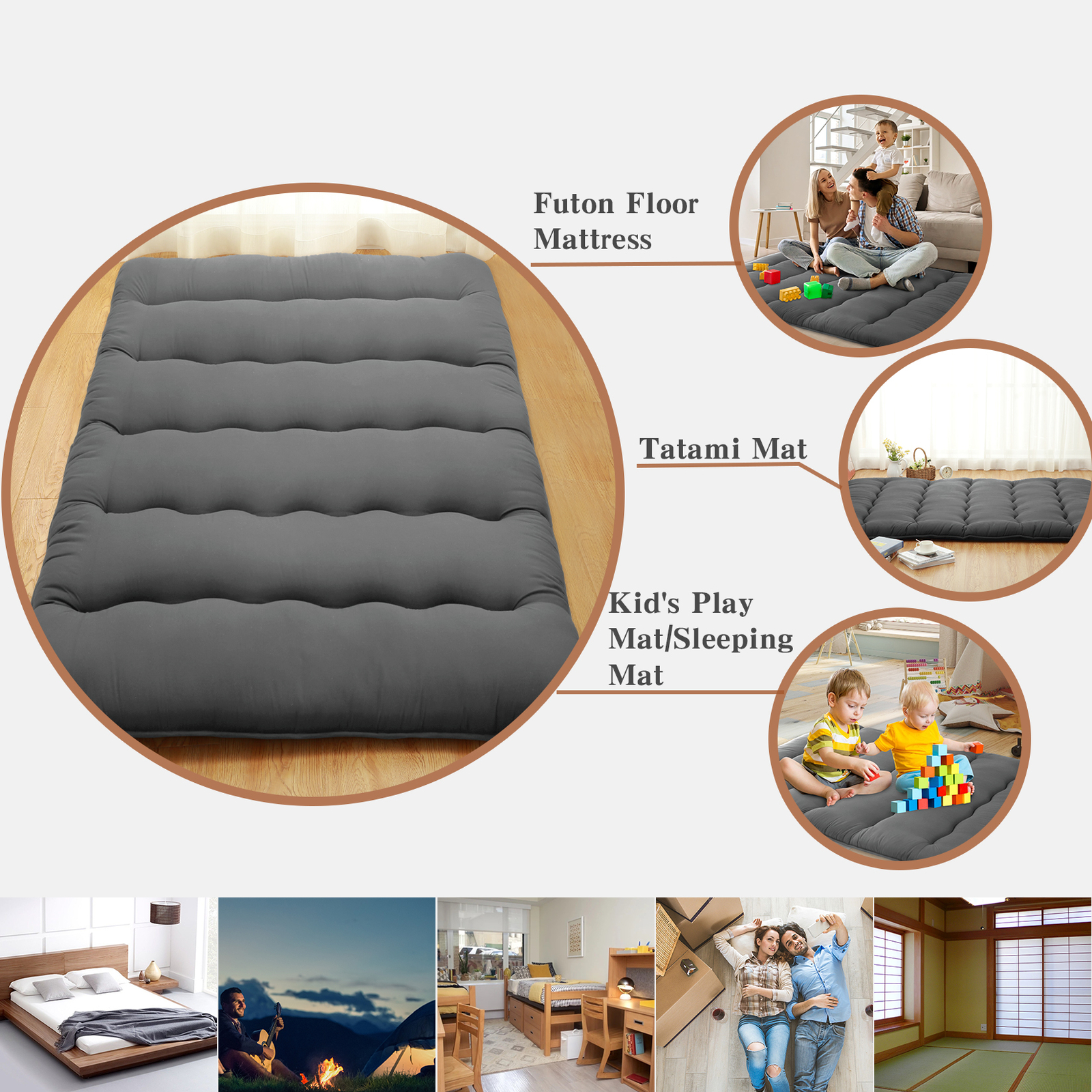 Japanese Style Floor Futon Mattress,Folding Futon Mattress Sleeping Mattress Pad