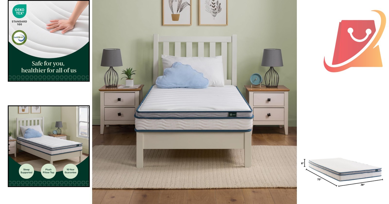 Hybrid Mattress Twin 6 Inch Foam Springs Breathable Support Comfort