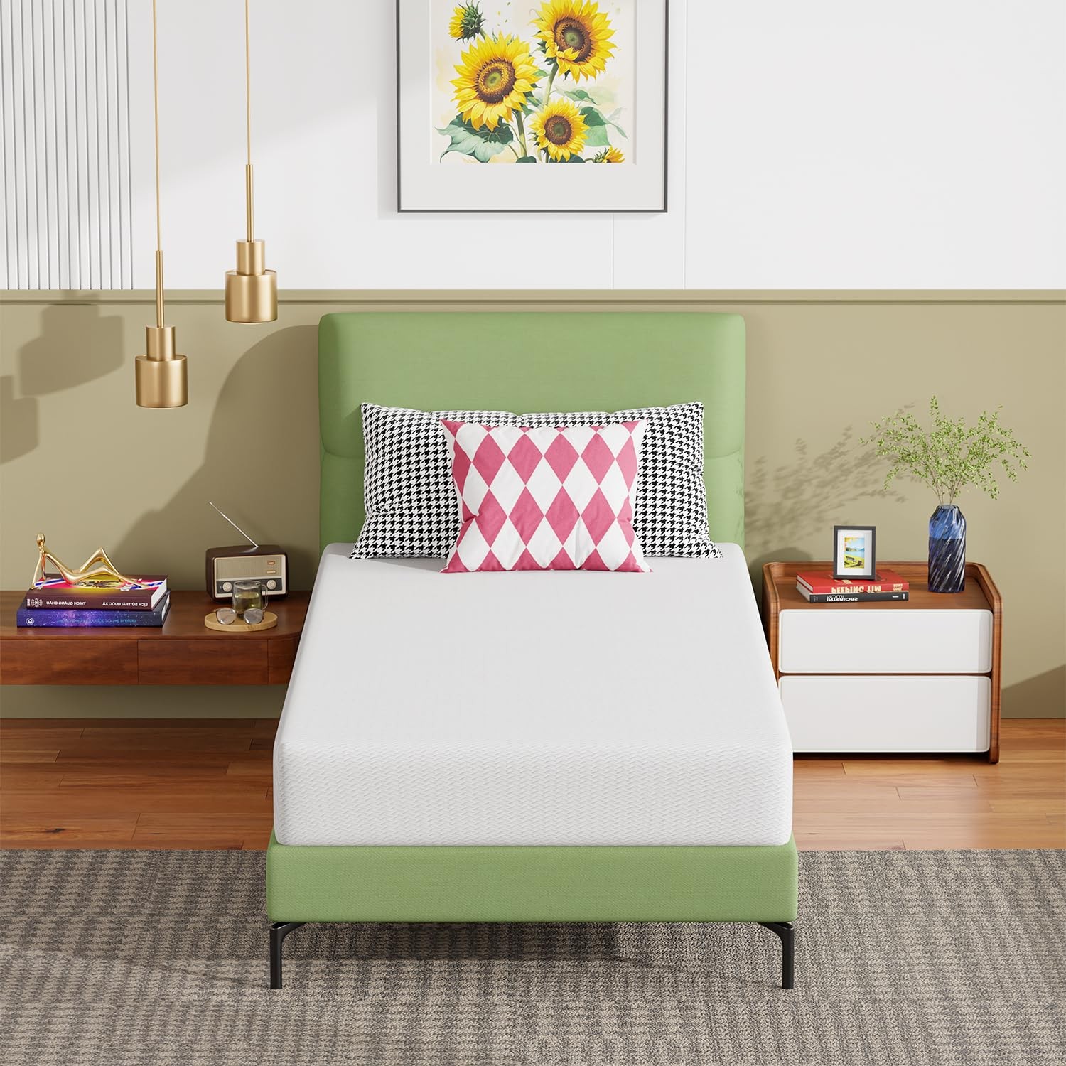 FDW 8 Inch Twin Mattress, Base Foam, Medium Firm Support, Breathable & Comfor…